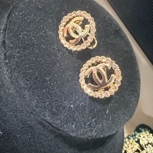 Gold-Tone Interlocking Logo Crystal Stud Earrings